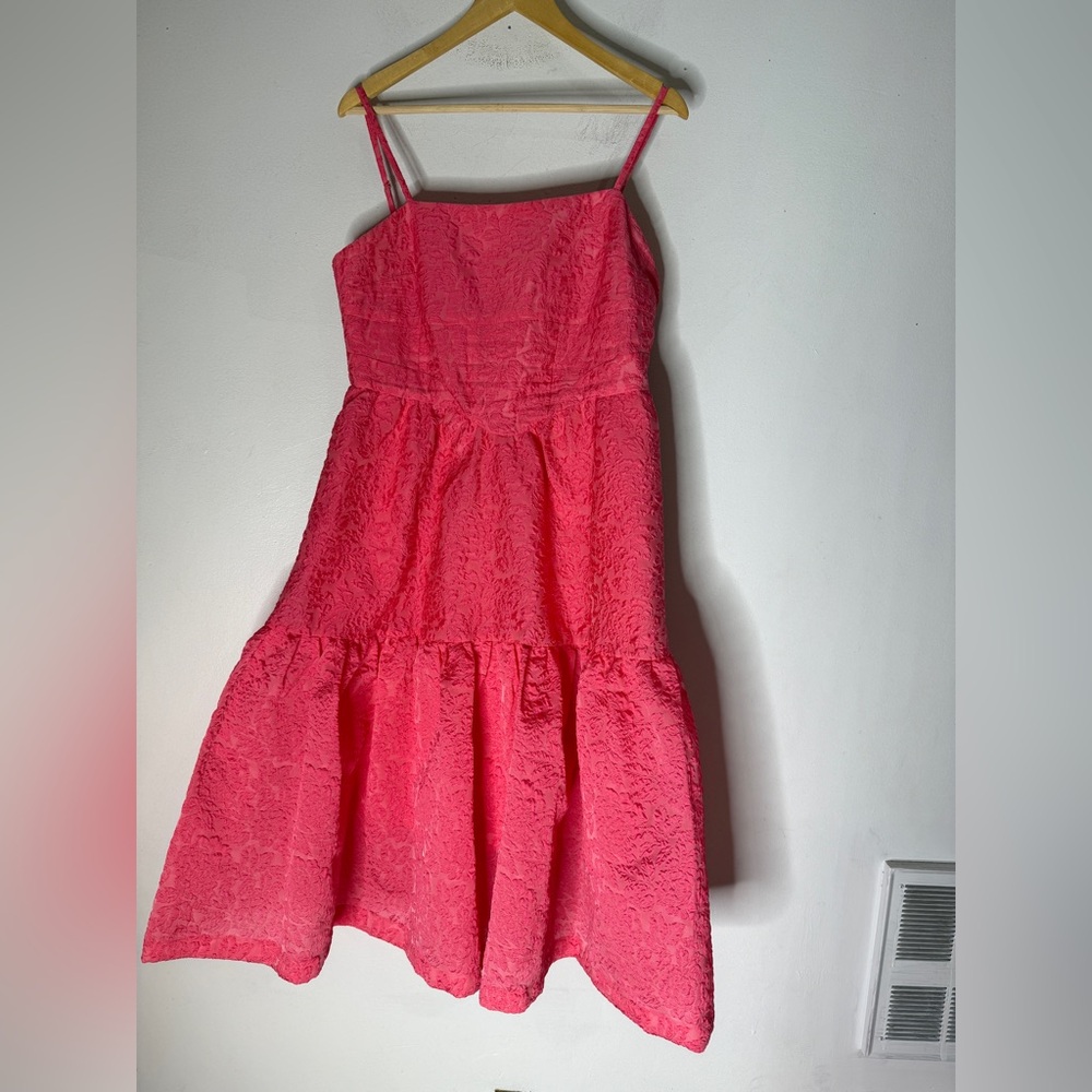 anthropologie hutch dress Pink Corset Sleeveless Tiered Texture Dress 8